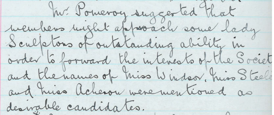 192nd council meeting, 5th February 1923; Minutes of Council Meetings no.3. Royal Society of Sculptors’ archive.
