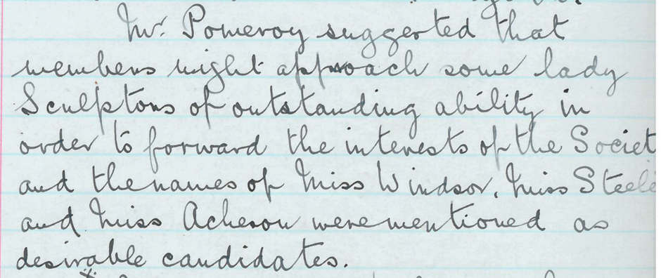 192nd council meeting, 5th February 1923; Minutes of Council Meetings no.3. Royal Society of Sculptors’ archive. 