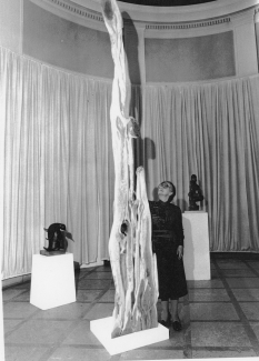 Betty Koster with one of her sculptures
