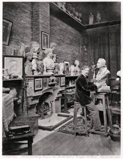 Sir William Hamo Thornycroft in his studio