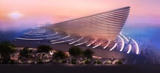 Side view of the UK Pavilion at Expo 2020 Dubai