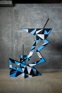 dazzled painted sculpture by Lisa Traxler for The London Group Exhibition 111 Not Out at Quay Arts, IOW, 2024